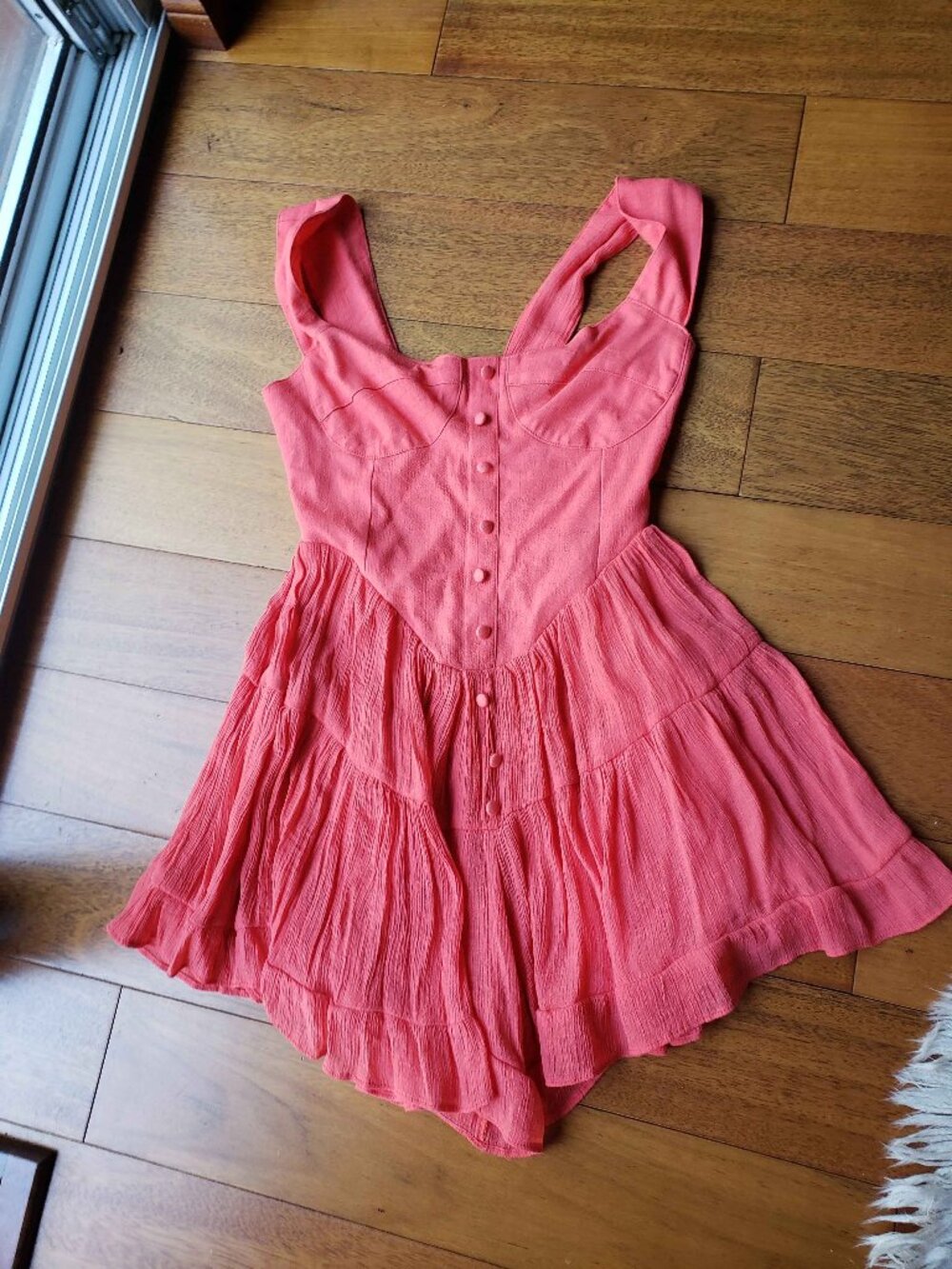 Vanessa Mooney Elizabeth romper dress in coral
